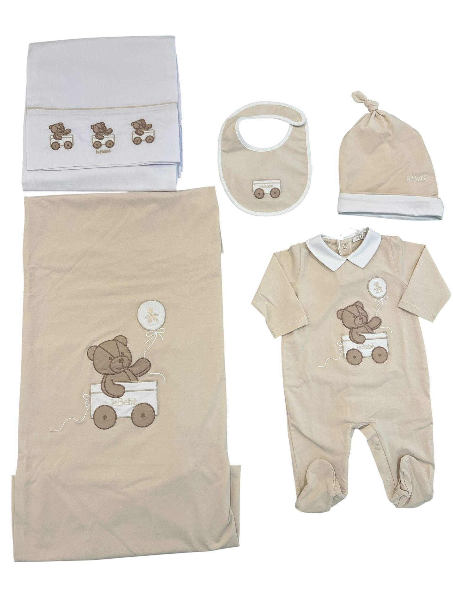 Coordinato 5 pezzi Le Bebè COTRENINOBEIGE1 00 LE BEBE'