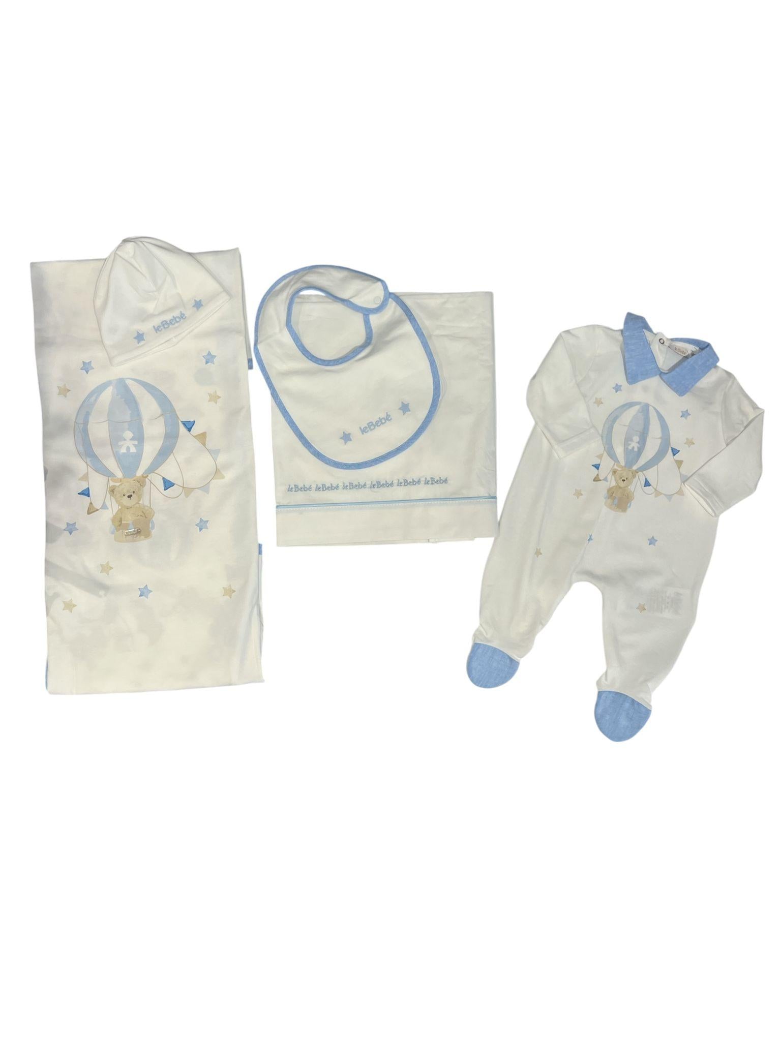 Coordinato 5 pezzi Le Bebè COMONGOLFIERACELE1 00 LE BEBE'