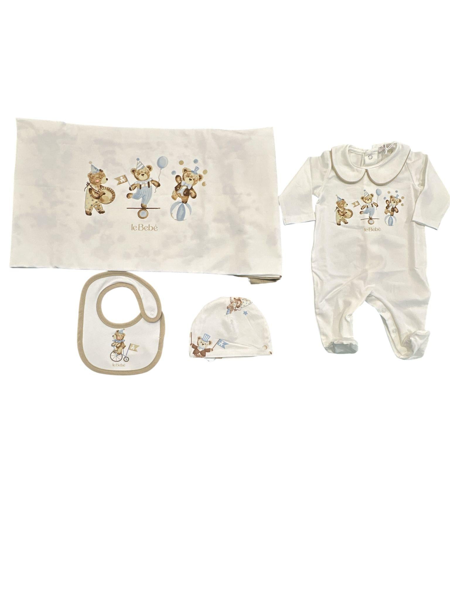 Coordinato 4 pezzi Le Bebè COORSETTOCELESTE 00 LE BEBE'