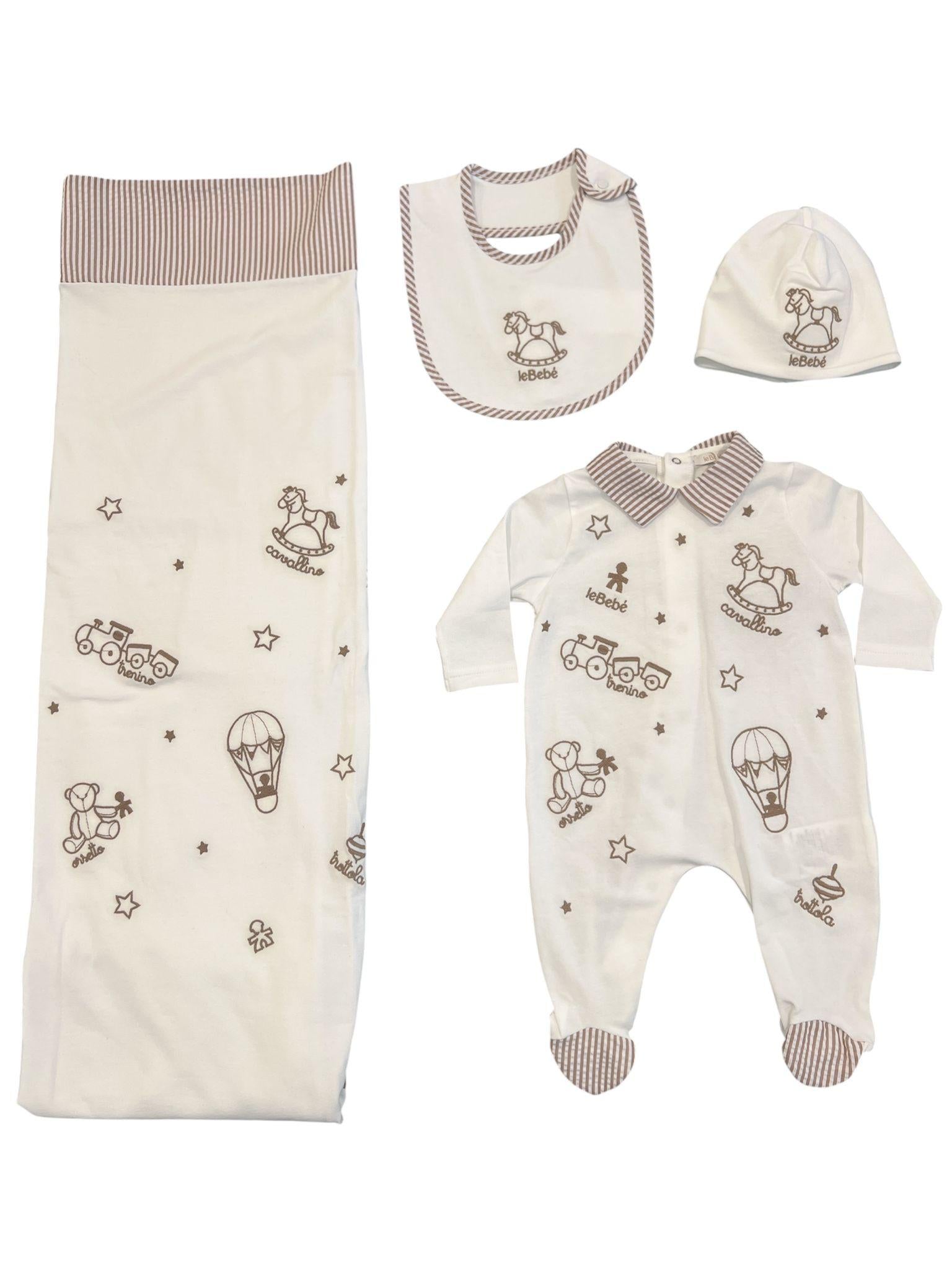 Coordinato 4 pezzi Le Bebè COCAVALLUCCIOBEIGE 00 LE BEBE'