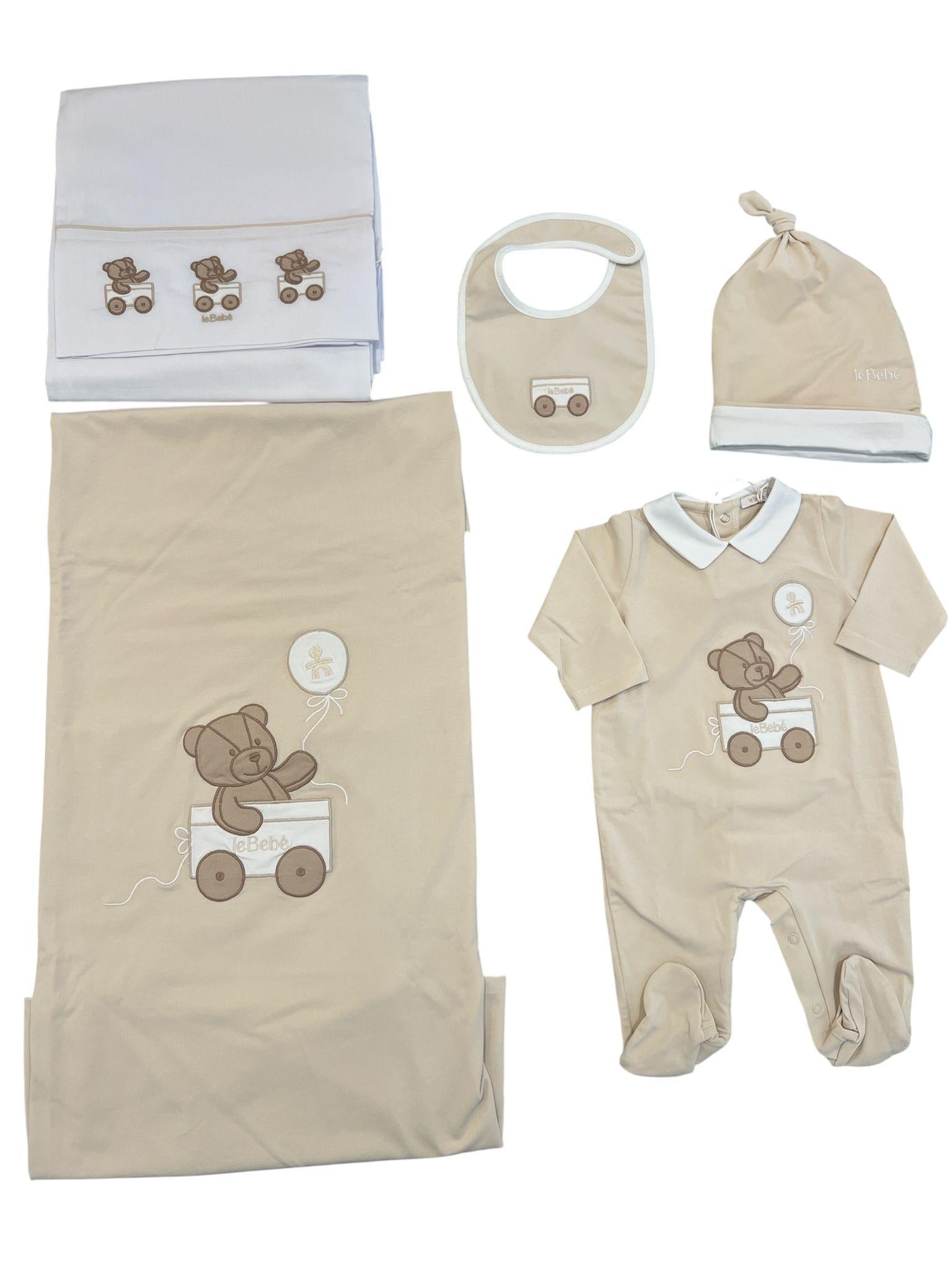 Coordinato 5 pezzi Le Bebè COTRENINOBEIGE1 00 LE BEBE' 